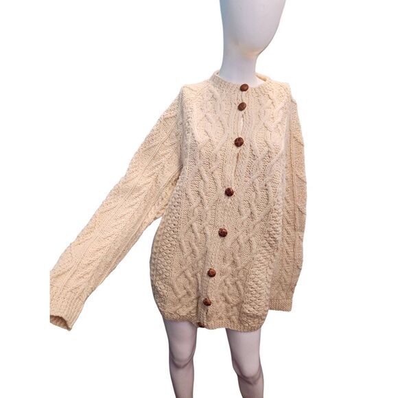 No Brand Sweaters - Fishermans Cableknit Sweater Womens XL HandKnit Cardigan Vintage
